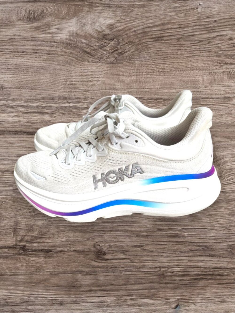 HOKA Bondi 9 Cosmic Grey White Running Shoes Women’s 7.5 - Picture 5 of 9